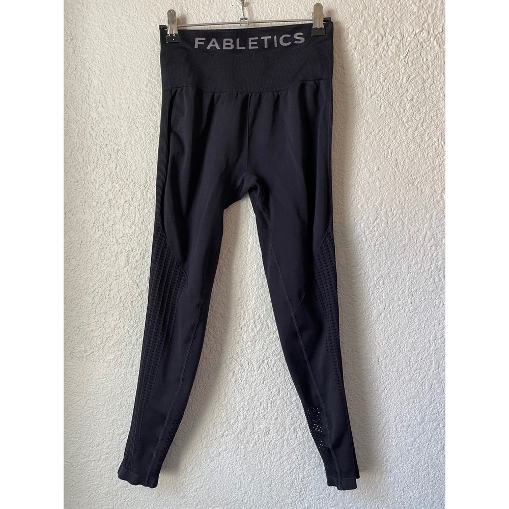 Fabletics Black Seamless High Waisted Laser Cut Leggings Women's Activewear